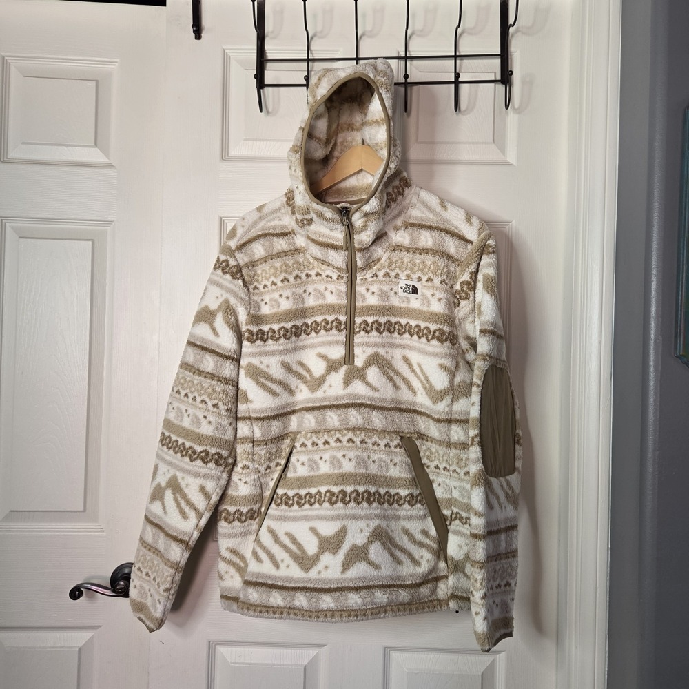 The North Face Campshire Fleece Hoodie Cozy Pullover Geometric Fair Isle Mediu